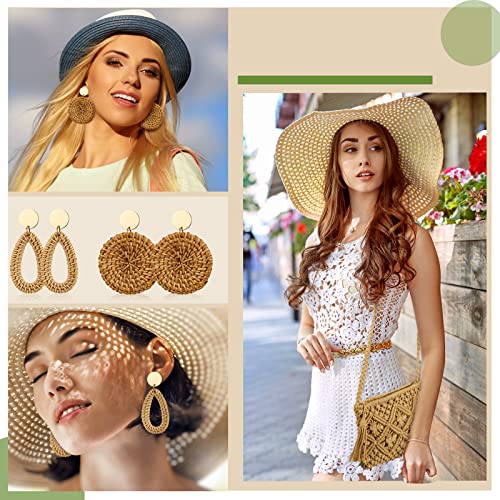 Reginary 9 Pcs Straw Clutch Purse for Women Summer Beach Straw Bag Rattan Earrings Set Boho Crossbody Bag Woven for Vacation2