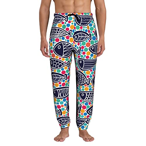 Oaieltj Colorful Fish - Pantalones deportivos con cordón para hombre, ligeros, con bolsillos, Negro, L