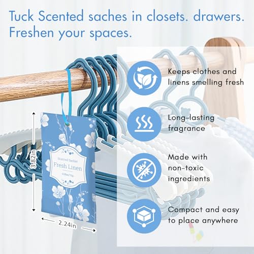 SCENTORINI Scented Sachets for Drawers and Closets, Fresh Linen Scent 14 Pack, Sachets Bags, Closet Freshener Sachet for Wardrobe, Cupboard, Luggage, Handbag, Suitcases - Image 3
