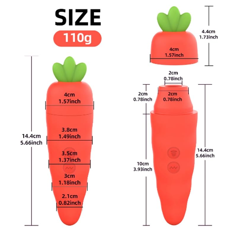 Carrot Vibrator for Women – 2-in-1 Clitoral Stimulator & G Spot Suction Vibrator, YUKAIONE Waterproof Rechargeable Quiet Sex Toy for Women & Couples, Cute Bunny Design (): Orange1