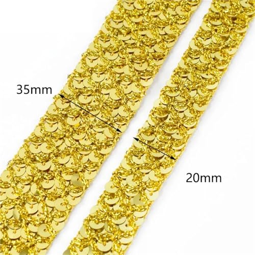 Ruban à paillettes 20 mm or clair de haute qualité pour robe