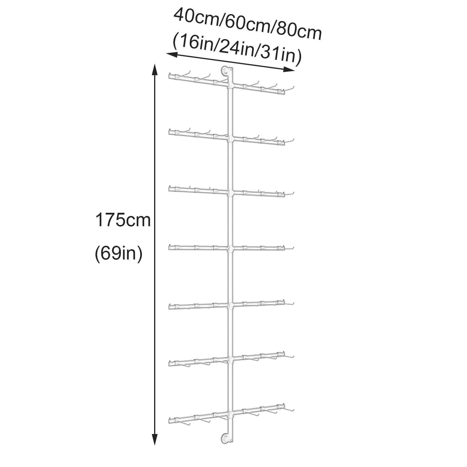 HUXUZYDY Espositore da parete multiuso per cappelli e accessori da calcio, perfetto per la decorazione della casa, 80 x 175 cm, bianco-80 x 175 cm