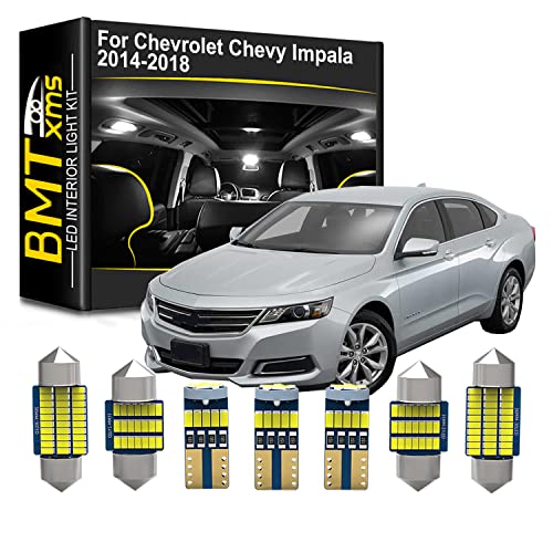 LED Interior Light Kit Replacement for Chevrolet Chevy Impala 2014 2015 2016 2017 2018, License Plate Bulbs + Install Tool, Super Bright 6000K White