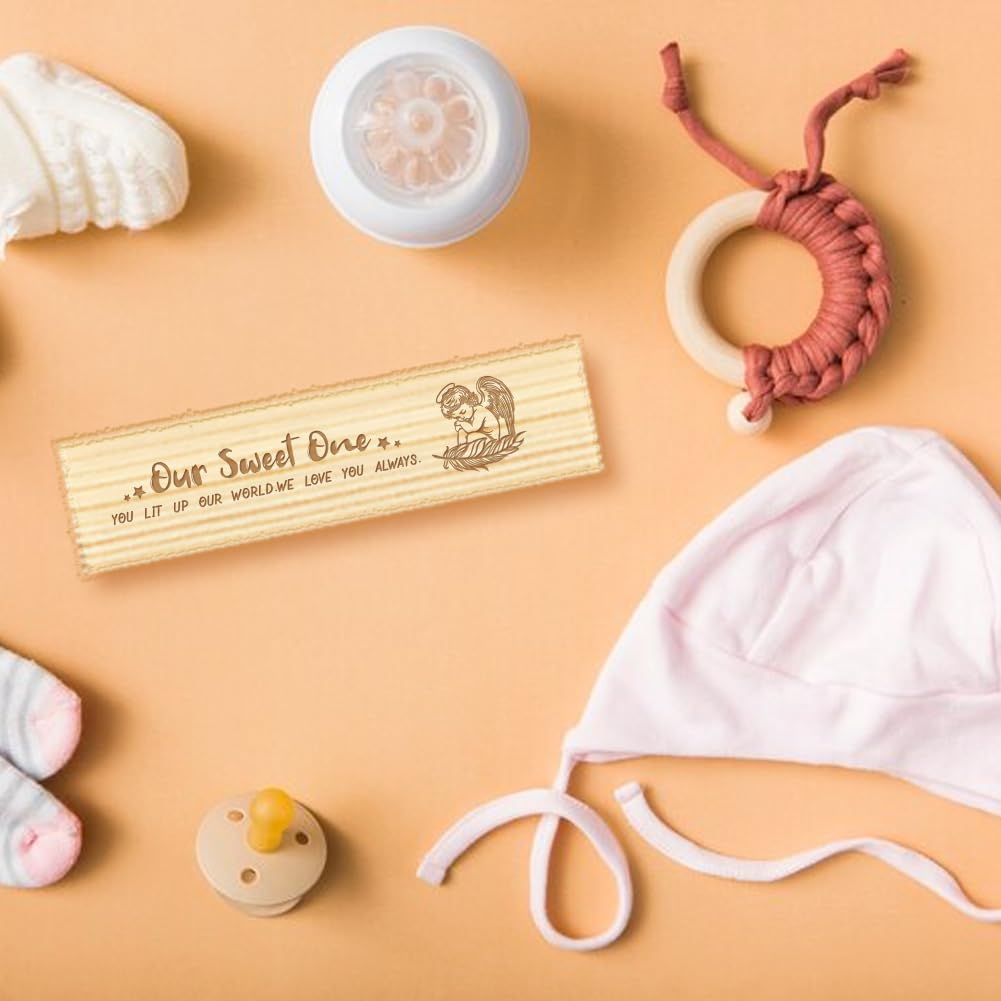 CHGCRAFT Pregnancy Test Keepsake Box Feather Angel Wooden Pregnancy Announcement Gifts Box with Raffia Ribbon and Lock Announcement Gifts for Dad Husband, 8x2x1.2inch - Image 6