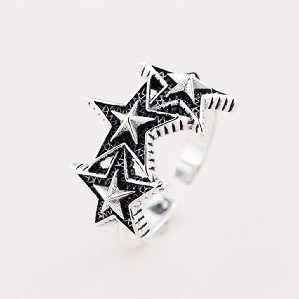 Verstellbarer Punk-Stern-Ring für Männer und Frauen, Hochzeit, Statement, Schmuck, Valentinstag, Liebhaber, Fingerring, Siehe Abbildung