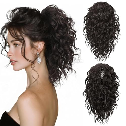 Coda Finta Riccia Afro con Pinza 30cm Extension Coda Capelli Mossi Stile Corto Ponytail Extension Ricci per Donna per Tutti i Giorni e per Le Feste