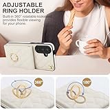 Asuwish Phone Case for Samsung Galaxy A17/A26 5G Wallet Cell Cover with Tempered Glass Screen Protector Wrist Strap Ring Stand RFID Blocking Card Holder A 17 26 17A 26A 4G Women Men Girls Off White - Image 4