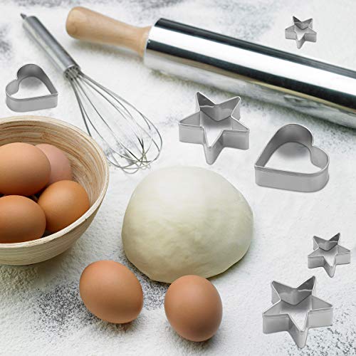 Xueerde 10Pcs Cookie Cutters Set Stainless Steel Biscuit Cutter Love Heart Shape And Star Shape Baking Vegetable Donuts Shape Cutters #TOP6