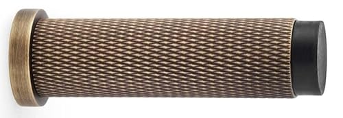Carlisle Brass Brunel KNURLED Door Stop, Skirting Wall Mounted, 75mm Projection (Antique Brass)