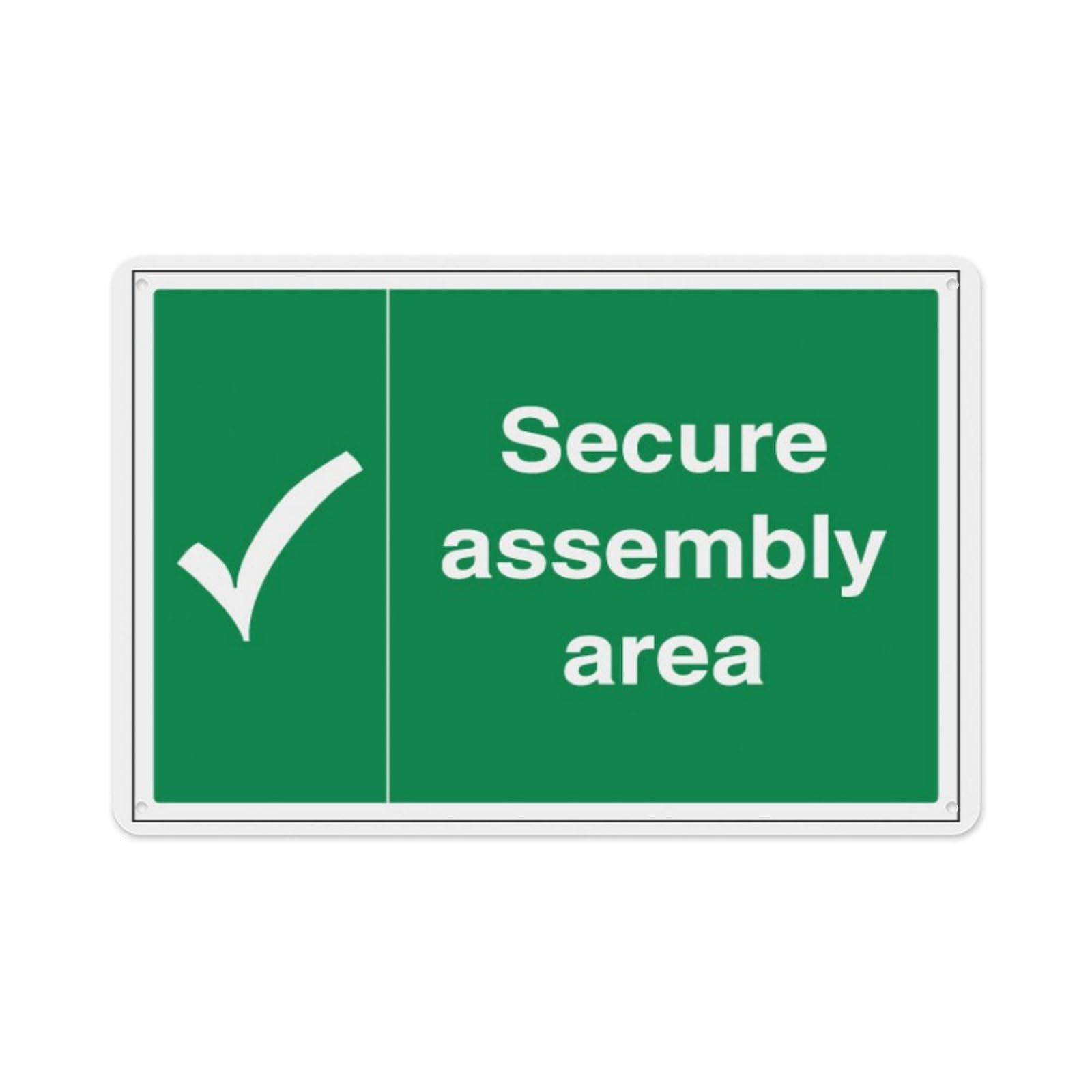 peiyeety Secure Assembly Area With Tick Aluminum Tin Warning Signs For Home Outdoor Garden 8X12 Inches