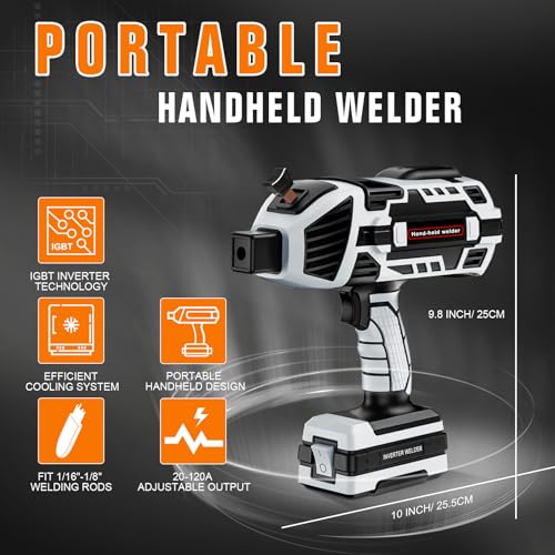TRQWH Portable Welder Machine 110V ARC Handheld Welder IGBT Inverter Welding Gun Stick Welder 6 Variable Current Adjustment Hand Held Welding Machine, Fit for 1/16"-1/8" Welding Rods (Grey) - Thumbnail 2