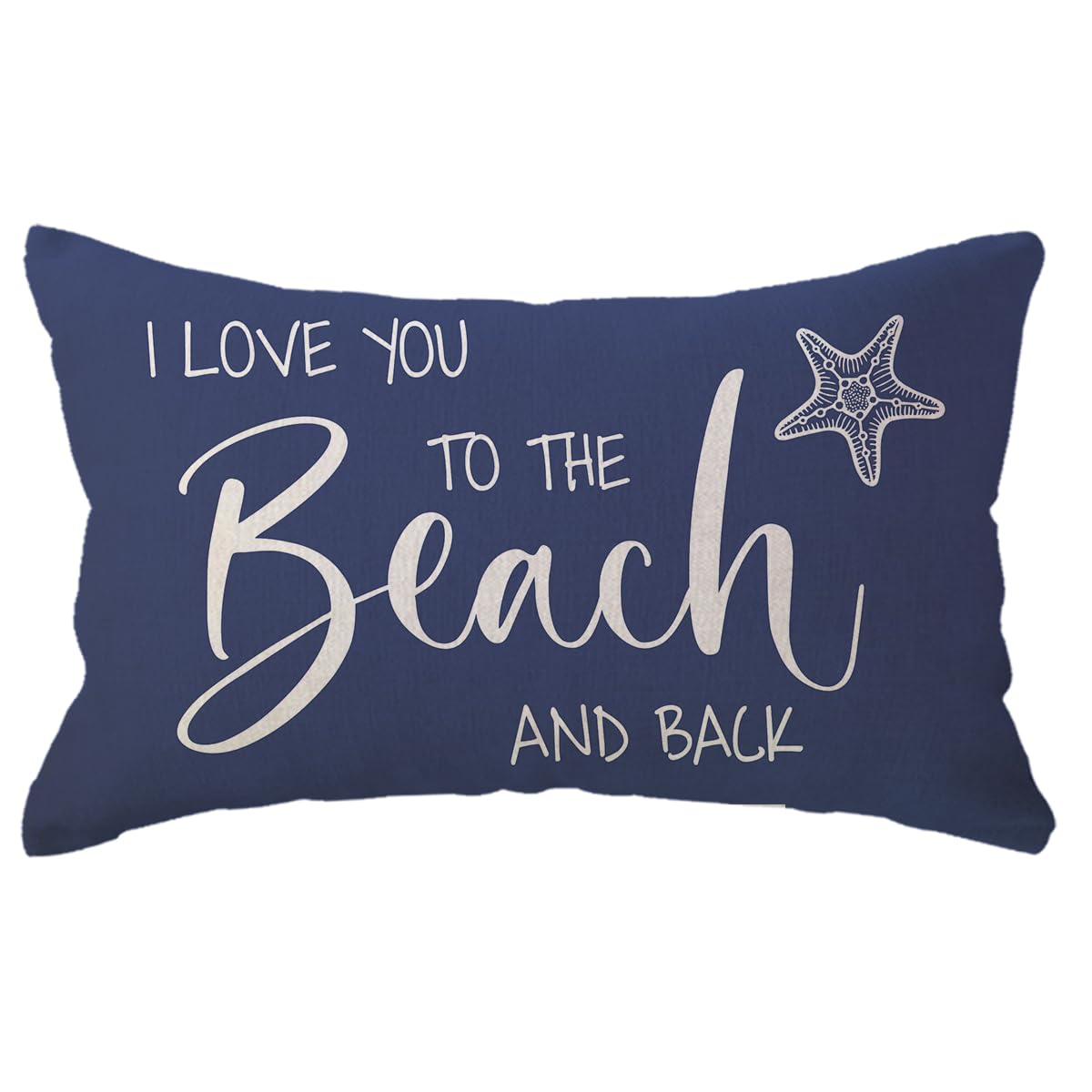 Beach Decorative Lumbar Pillowcase I Love You to The Beach and Back Throw Pillow Cover Summer Holiday Cushion Case 12×20 Inches for Sofa/Couch/Patio (Blue)