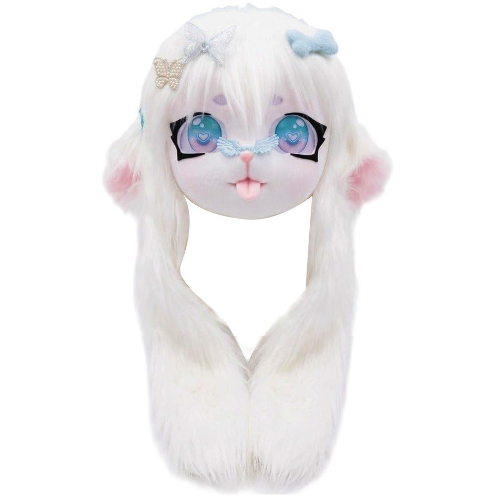 Cute Plush Animal Therian Fursuit Head Mask, Cosplay Headgear Prop for Anime Halloween Masquerade Theme Party