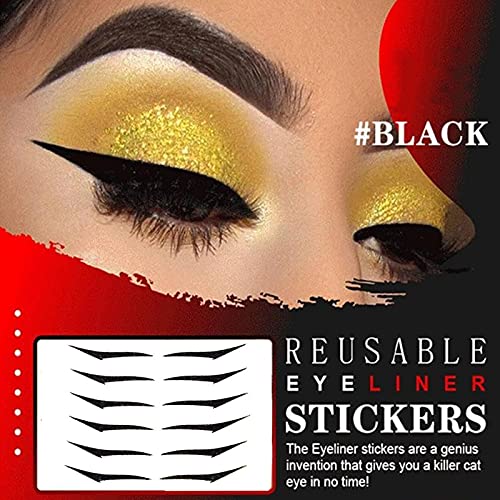 18 Pairs Reusable Eyeliner Stickers Eyeshadow Fashion Stickers Different Color Shiny Eyeliner Stickers Double Eyelid Sticker For Women Dress Up Instant Eyeliner Stickers #TOP1