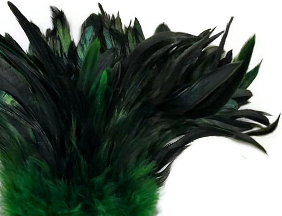 1 Yard - Kelly Green Half Bronze Strung Rooster Schlappen Wholesale Feathers (Bulk) Fly Tying Halloween Costume Craft Supply | Moonlight Feather