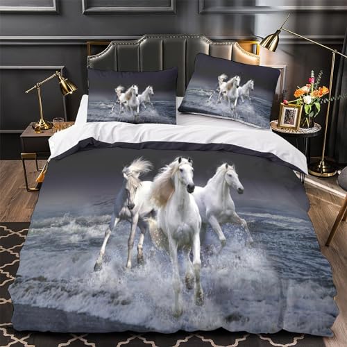 Housse de couette microfibre de qualité supérieure motif cheval 3D - 4