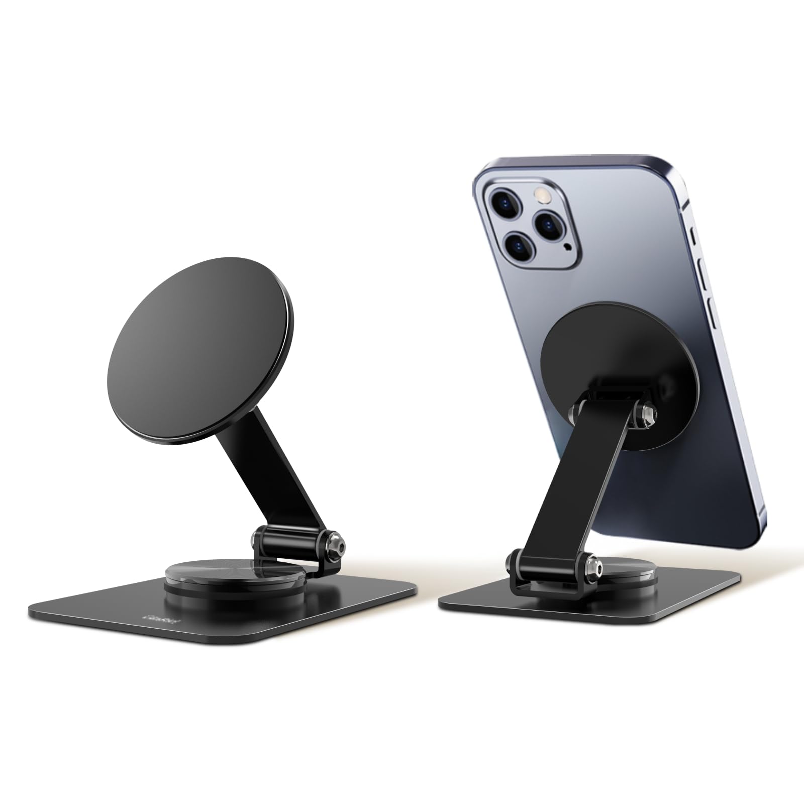 GlaRid Magnetic Phone Stand Compatible with MagSafe for iPhone 16, Foldable Cell Phone Stand for Desk with 360°Rotation Base, Compatible for MagSafe Case and iPhone 16 15 14 13 12 Series