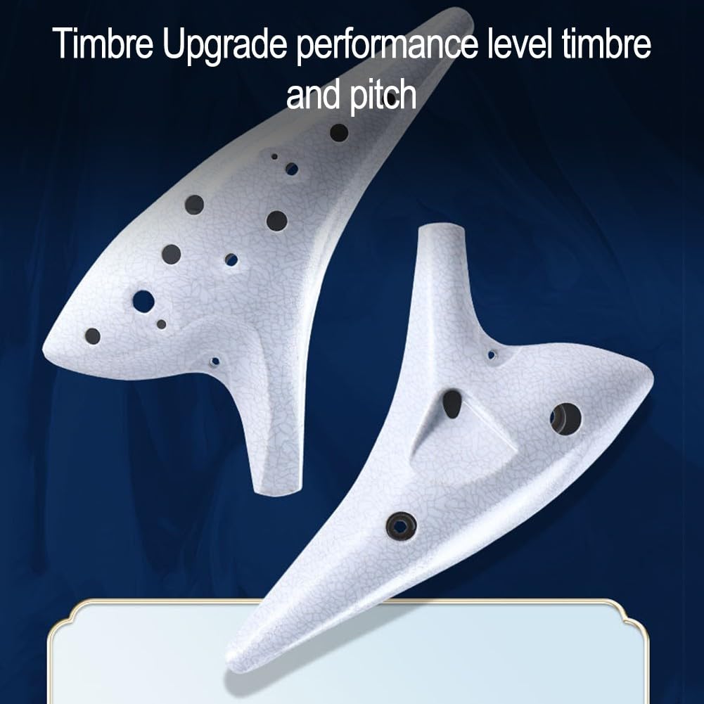 Ocarina avec 12 trous finition lisse, livret de musique et sac de transport pour musiciens débutants (marron)