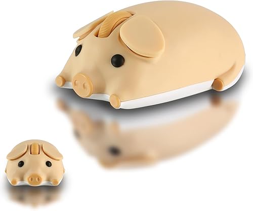 Miniatura 7 de elec Space Mouse inalámbrico con diseño de cerdo lindo modo dual Bluetooth y ratón USB, funcionamiento silencioso, ergonómico, perfecto para