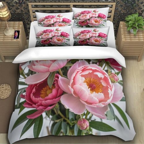 Parure de lit king marbre rose design luxe moderne 220x240cm - 5