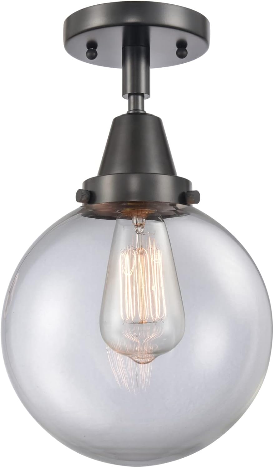 Innovations 447-1C-BK-G202-8 Transitional One Light Flush Mount from Franklin Restoration Collection in Black Finish,