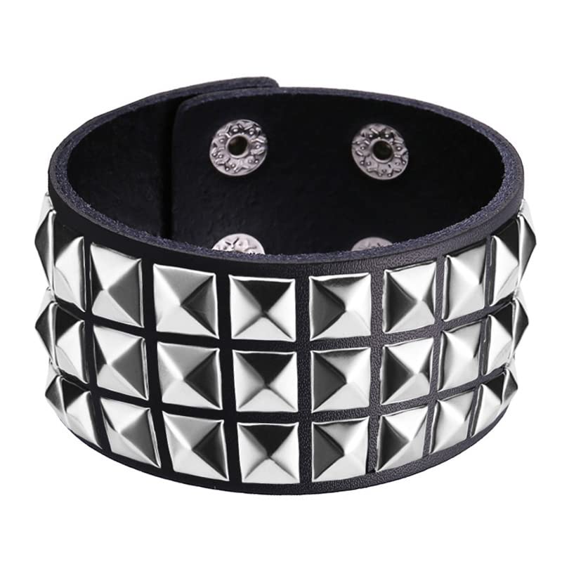 Studded Leather Choker Necklace and Bracelets Set for 80s 90s Vintage Women Men Punk Rock Emo Goth Jewelry Scene Costume Accessories4