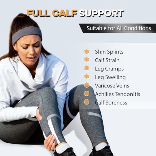 Image of Copper Calf Compression Sleeves for Men Women, Shin Splint Relief, Grip