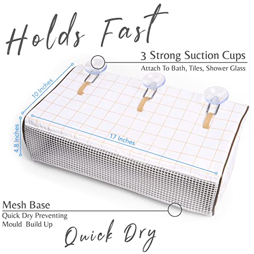Large Bath Toy Storage With A Quick Dry Mesh Base. Sturdy Bath Toy Holder With 3 Strong Suction Cups. The Bath Toy Organizer Keeps Your Bathroom Tidy. Bathtub Toy Holder (Golden Check) #TOP2