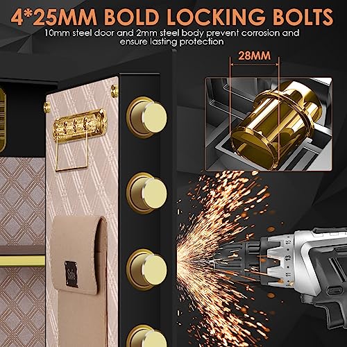 5.0 Cubic Feet Extra Large Home Safes Water and Fireproof, Fire proof Safes for Home Use, Digital Safe With Fireproof Document Bag, Separate Lock Box and Led Light (27.56"H x 16.93"W x 14.17"D)