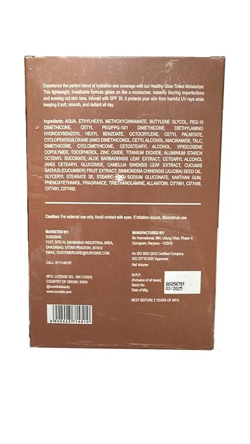 Image of Suroskie My Glow All-In-One Tinted Sunscreen Spf 30 Moisturizer 60 Ml Medium Shade | Natural Glowy Finish | Intense Hydration & Uva /Uvb Protection | Sweat Resistant | Niacinamide Cream For Men & Women