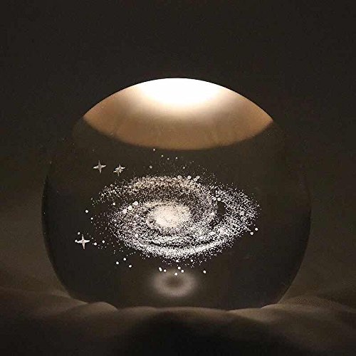 Zulux Galaxy Crystal Ball - Galaxy Balls For Kids With Led Lamp Base, Clear 80Mm(3 Inch) Galaxy Glass Art For Kids Birthday Gifts, Teacher Gifts,Gift For Anniversary And Boyfriend Birthday #TOP1