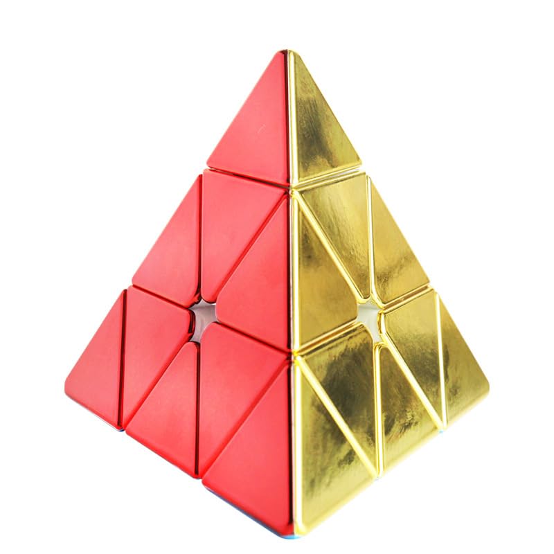 Image of HAWKISTER Adult Sheng(Shou) Legend 3X3 Pyraminx Cube Metallic Mirror Reflective Stickerless Magnetic Pyramid Speed Cube Steel Ball Version Puzzle