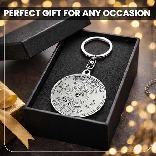 Image of Storite 50 Years Calendar Key Chain || Rotating Perpetual Calendar Key Ring ll Metal Keychain || Keychain For Bike Car Bag Silver