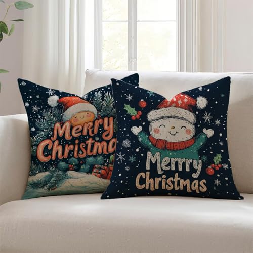 Housses de coussin imperméables en lin déperlant lavable pour décor de Noël