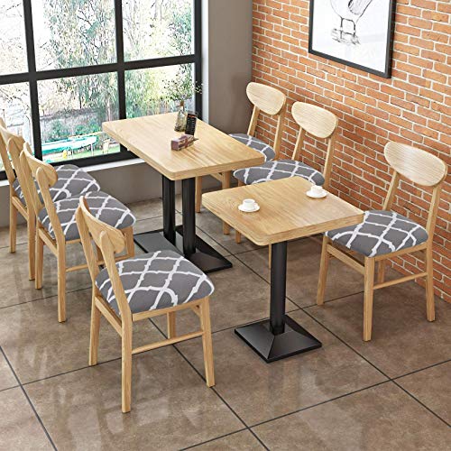 Image of SearchI Seat Covers for Dining Room Chairs Stretch Printed Chair Seat Covers Set of 8, Removable Washable Upholstered Chair Seat Protector Cushion Slipcovers for Kitchen, Office(Grey+White)