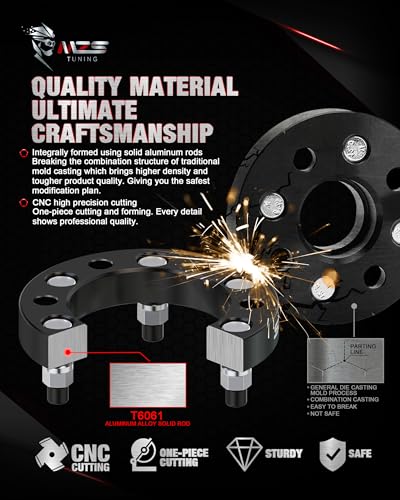 Image of MZS 6x5.5 Wheel Spacers 1 inchM12x1.5 108mm for Tacoma 4Runner FJ Cruiser 2pcs