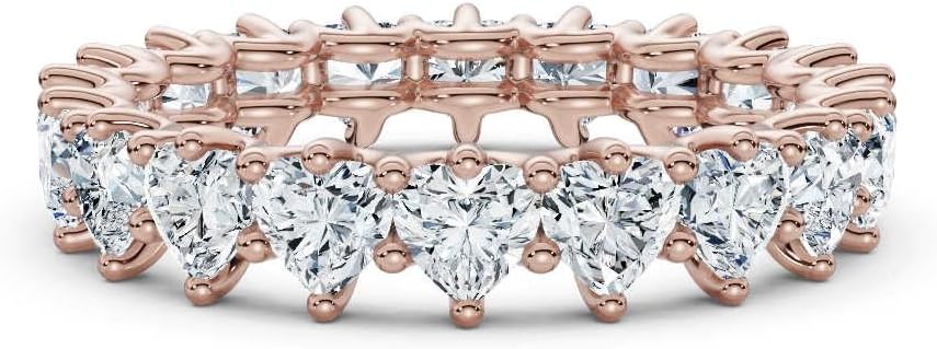 3-10 Carat Heart Cut Moissanite Wedding Band Eternity Rings for Women 10K 14K 18K Solid Gold & 925 Sterling u Prong Eternity Ring Moissanite Wedding Ring Christmas Gift For Women