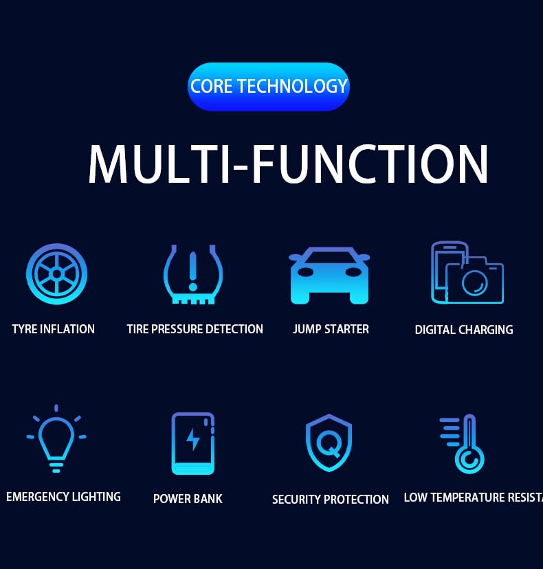 Malemollygebide Car Jump Starter with Compress,for 12V Gas/Diesel 10000mA Battery Jump Starter