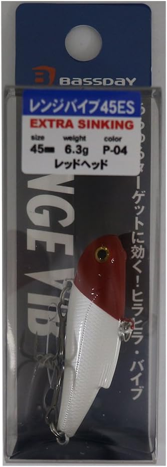 Bassday P-04 Vibrating Range Vibe 45ES, 1.8 inches (45 mm), 0.2 oz (6.3 g), Red Head Lure
