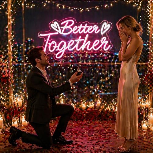 Image of Better Together Neon Sign for Wall Decor Light Up Sign Led Signs for Room Party Home Wall Decor USB Powered