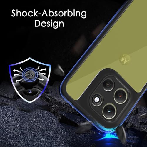Image of KAPAVER Hybrid Clear Back Cover Case for Moto G86 | Protective Shockproof Cleare Hard PC Soft Flexible Black TPU Cover
