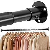 STORAGE MANIAC Closet Rods for Hanging Clothes 17.5 to 89.7 Inches Heavy Duty Stepless Adjustable Closet Hanging Rod 1.2 Inch Diameter Metal Closet Rod for Wardrobe Bathroom Bedroom Laundry RV, Black