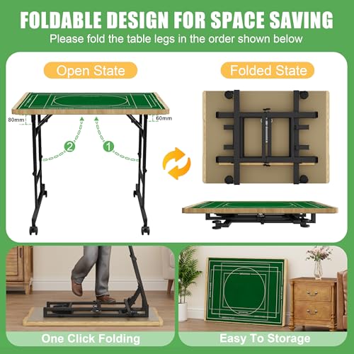 Image of CODACE Puzzle Table with Drawers - 1500 Pieces Folding Puzzle Tables for Adults, Tilting Jigsaw Puzzles Board with Sorting Trays, Table with Adjustable Height Legs and Wheels，Present for Puzzles Lover