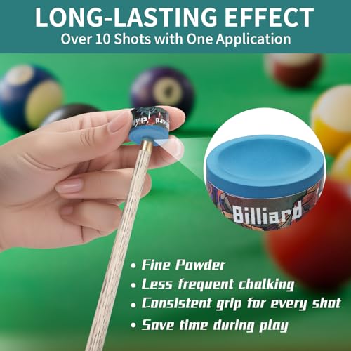 Pool Cue Chalk 2 Pack, Premium Round Pool Stick Chalk Billiard Table Accessories for Professional Tournament, Clubs, Bars, Home (Outstanding Performance, Reduce Miscue, Durable)- Blue - Image 5
