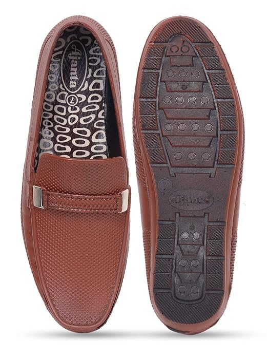 Image of AJANTA Men's Slip-on PVC Loafer | Waterproof & Rain Shoes| Slip Resistant Flexible Outsole | Lightweight Formal Moccasins for Office & Party