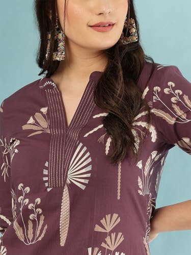 Image of GULMOHAR JAIPUR Women's Rayon Calf Length Printed Straight Kurta Bottom Set