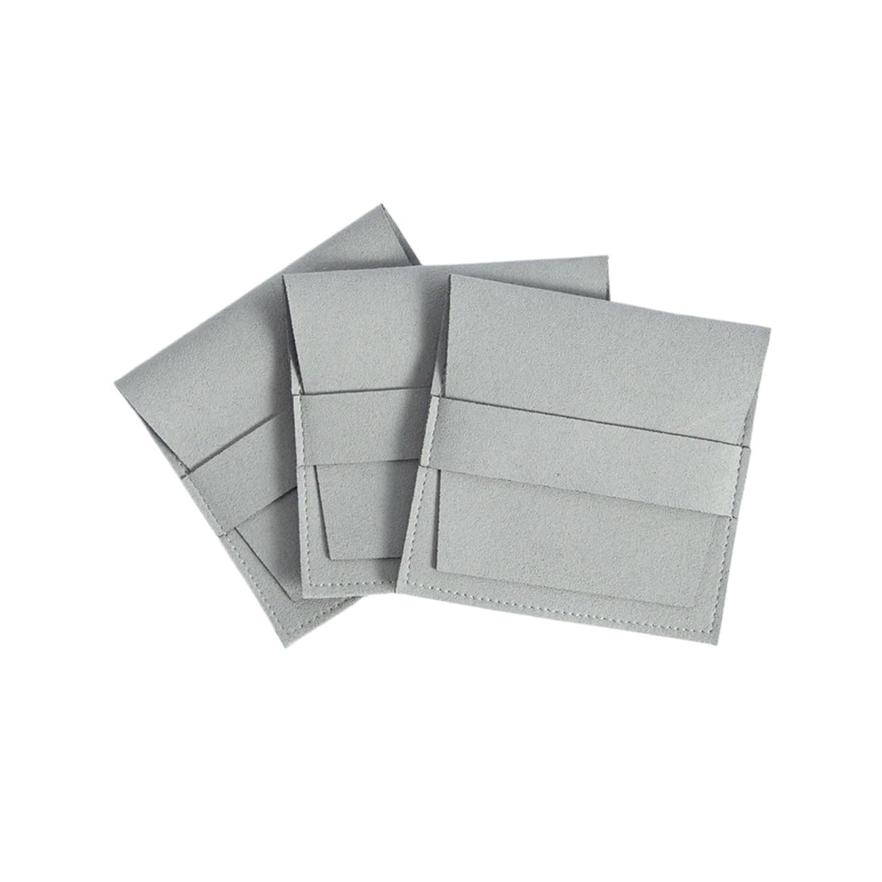 Mlyvax 15pcs Luxury Microfiber Suede Velvet Jewelry Gift Bag Envelope Flip Organizer Pouch Necklace Bracelet Bangle(Gray)
