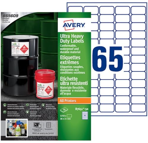 Étiquettes Avery polyéthylène 38x21 mm pour remplacer le papier qui se déchire et s'efface
