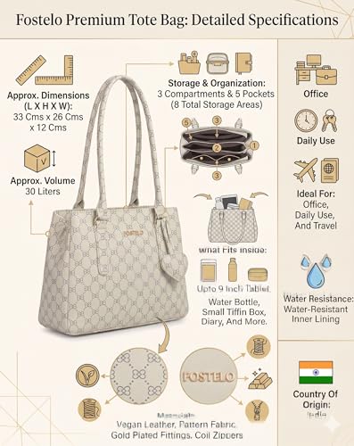 Image of Fostelo Women's Riverside Satchel Tote Handbag for Women | Ladies Purse | Stylish Shoulder Bag | Gift For Women