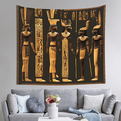 Tapisserie égyptienne imprimée hiéroglyphes art mural tissu fin 152 x 130 cm